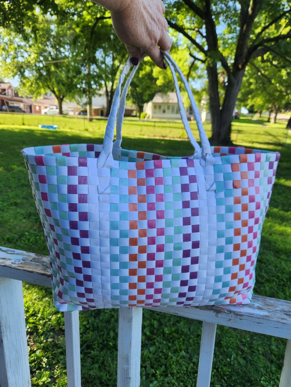 Kate Spade New York Multicolor Woven Large Tote Bag EUC - Picture 2 of 9